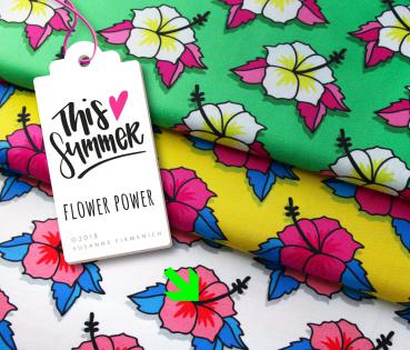 RESTSTÜCK 1,10m !!! - Bio Jersey - Flower Power - weiß - This Summer - Hamburger Liebe